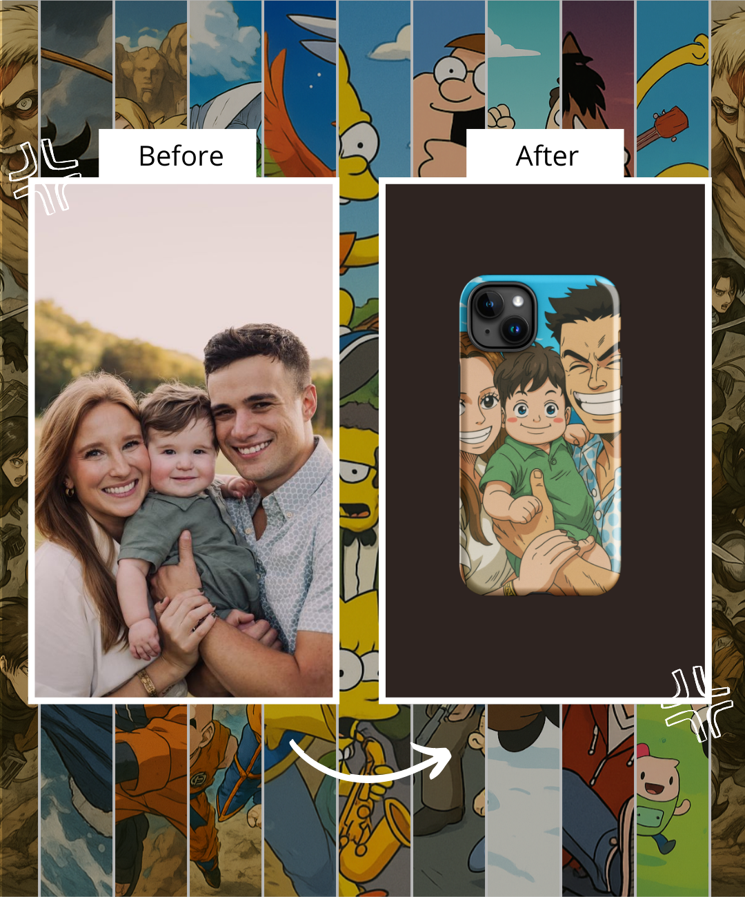 Portrait Cover iPhone 15/15 pro/ 15 pro max  - Inspired by Anime/Series